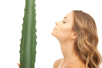 Image showing lovely woman with aloe vera