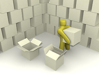 Image showing 3d person in an abstract warehouse environment #2