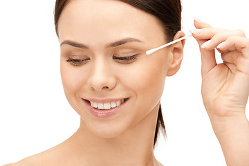 Image showing beautiful woman with cotton bud