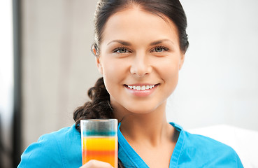 Image showing beautiful woman with glass of juice