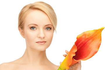 Image showing beautiful woman with calla flower