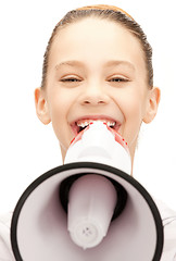 Image showing teenage girl with megaphone