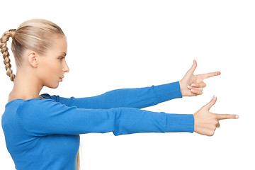 Image showing businesswoman pointing her finger