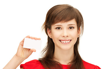 Image showing teenage girl with business card