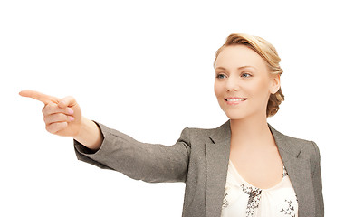 Image showing businesswoman pointing her finger