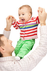 Image showing happy father with adorable baby