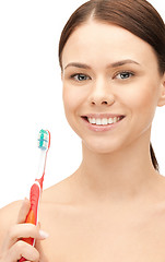 Image showing beautiful woman with toothbrush