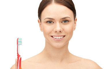 Image showing beautiful woman with toothbrush