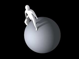 Image showing 3D person walking around a sphere.
