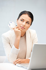 Image showing lovely woman with euro cash money