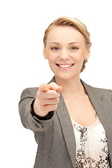 Image showing businesswoman pointing her finger