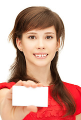 Image showing teenage girl with business card