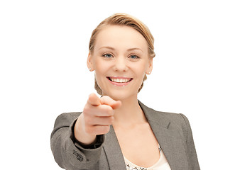 Image showing businesswoman pointing her finger