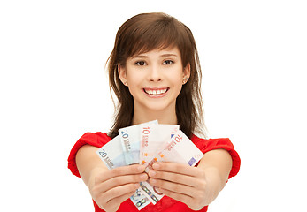 Image showing teenage girl with euro cash money