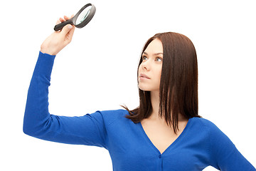 Image showing woman with magnifying glass