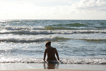 Image showing Woman near the sea