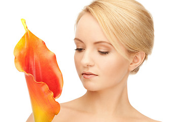 Image showing beautiful woman with calla flower