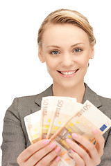 Image showing lovely woman with euro cash money