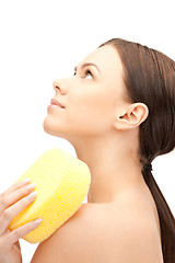 Image showing beautiful woman with sponge