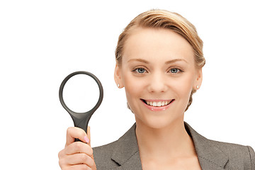 Image showing woman with magnifying glass