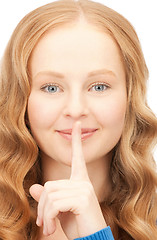 Image showing finger on lips