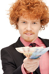 Image showing handsome man with euro cash money