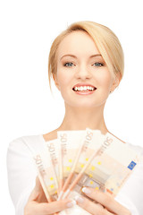 Image showing lovely woman with euro cash money