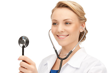 Image showing attractive female doctor with stethoscope