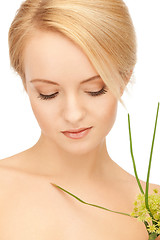 Image showing woman with green sprout