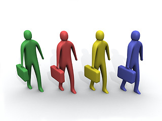 Image showing 3d multicolored people holding briefcases.