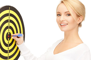 Image showing businesswoman with dart and target