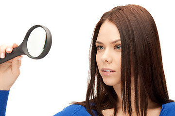 Image showing woman with magnifying glass