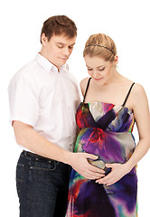 Image showing pregnant couple waiting for baby