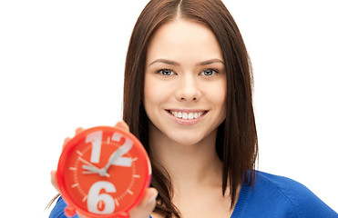 Image showing woman holding alarm clock