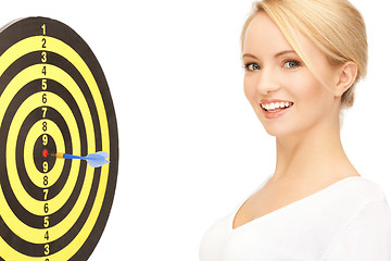 Image showing businesswoman with dart and target