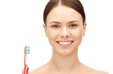 Image showing beautiful woman with toothbrush