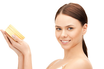 Image showing beautiful woman with moisturizing creme