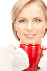 Image showing woman with red mug