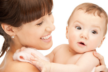 Image showing happy mother with adorable baby