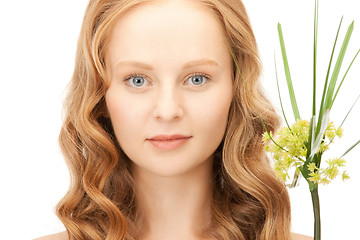 Image showing woman with green sprout