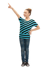 Image showing teenage girl pointing her finger