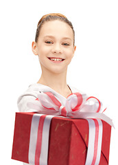 Image showing happy teenage girl with gift box