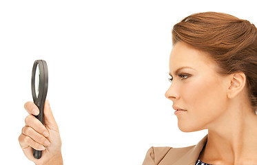 Image showing woman with magnifying glass