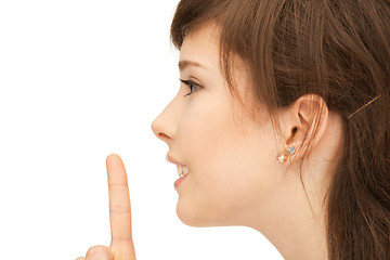 Image showing finger on lips