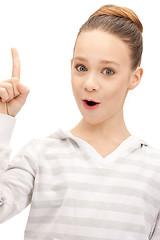 Image showing teenage girl with her finger up