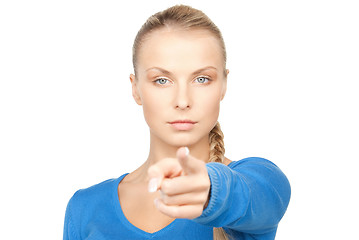 Image showing businesswoman pointing her finger