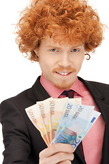 Image showing handsome man with euro cash money