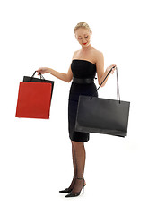 Image showing shopping blond in black dress