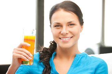 Image showing beautiful woman with glass of juice