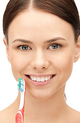 Image showing beautiful woman with toothbrush